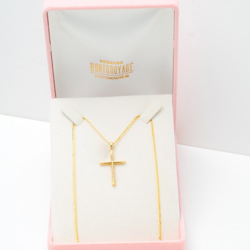 18K Χρυσός Σταυρός με Διαμάντια DC161