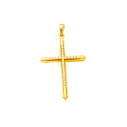 18K Χρυσός Σταυρός με Διαμάντια DC161