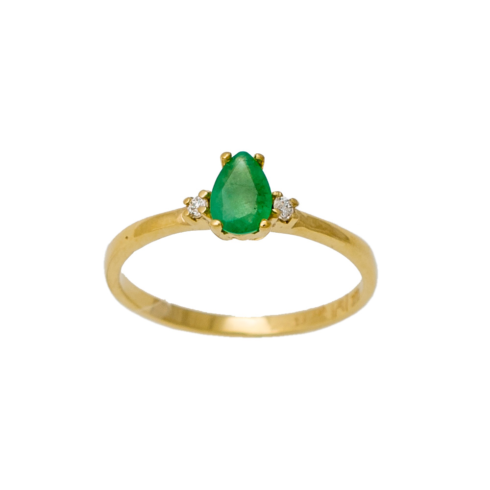 18K Χρυσό Δαχτυλίδι με Σμαράγδι & Διαμάντια DE00016
