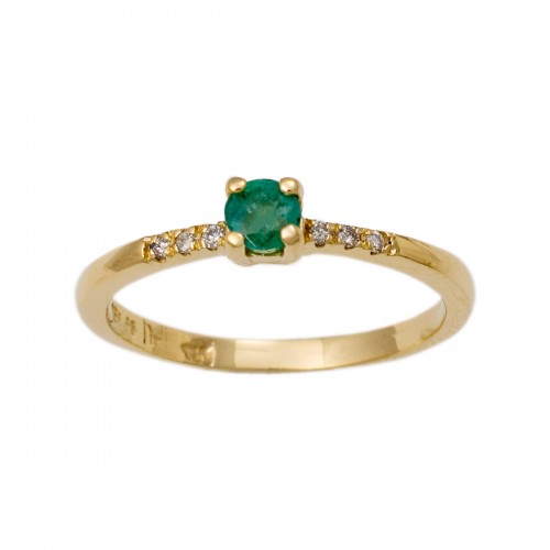 18K Χρυσό Δαχτυλίδι με Σμαράγδι & Διαμάντια DE00029
