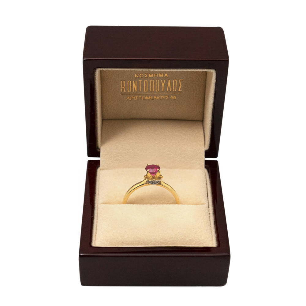 18K Χρυσό Δαχτυλίδι με Ρουμπίνι & Διαμάντια DK056GL