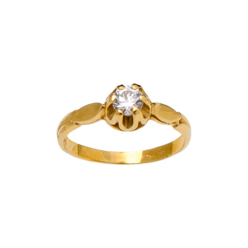 14K Χρυσό Μονόπετρο Δαχτυλίδι με Ζιργκόν DK111