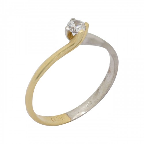 14K Χρυσό Δίχρωμο Δαχτυλίδι με Ζιργκόν DK166KN