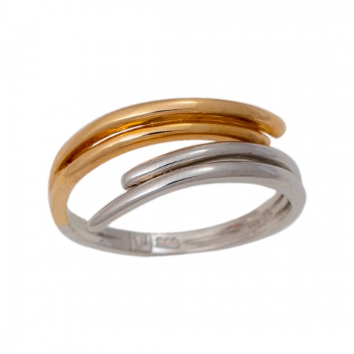 14K Χρυσό Δίχρωμο Δαχτυλίδι DK270CM