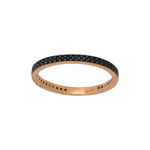 14K Ροζ Χρυσό Δαχτυλίδι Ολόβερο με Μαύρα Ζιργκόν DKOLSP