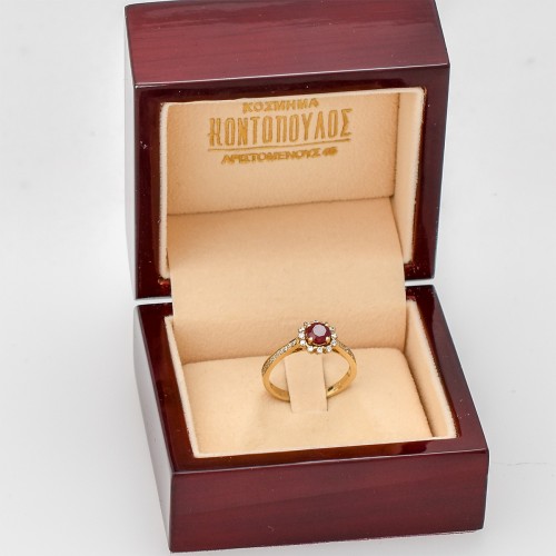 14K Χρυσό Δαχτυλίδι με Ρουμπίνι & Ζιργκόν DOSO673