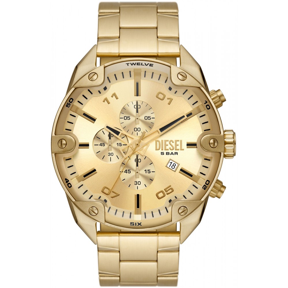 DIESEL Spiked Chronograph Gold Stainless Steel Bracelet DZ4608