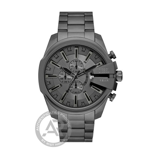 DIESEL Mega Chief Slim Χρονογράφος με Ανθρακί Μπρασελέ από Ανοξείδωτο Ατσάλι DZ4676