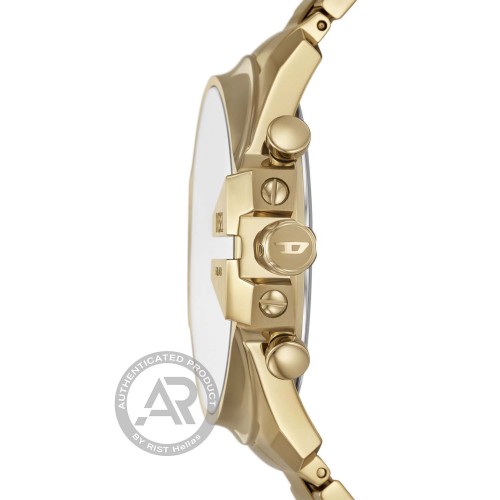 DIESEL Mega Chief Slim Χρονογράφος με Χρυσό Μπρασελέ από Ανοξείδωτο Ατσάλι DZ4684