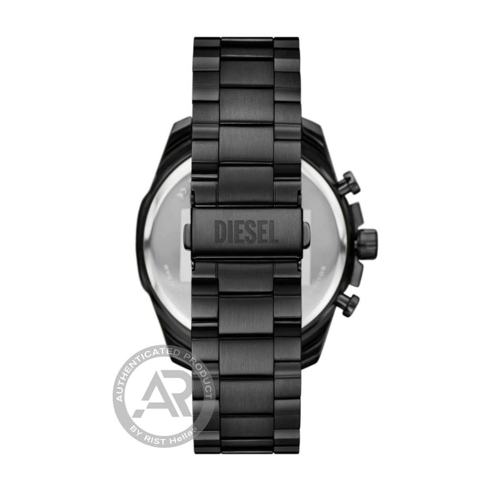 DIESEL Mega Chief Slim Χρονογράφος με Ανθρακί Μπρασελέ από Ανοξείδωτο Ατσάλι DZ4689