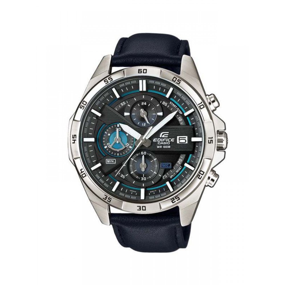 CASIO Edifice Χρονογράφος με Μαύρο Δερμάτινο Λουράκι EFR-556L-1AVUEF