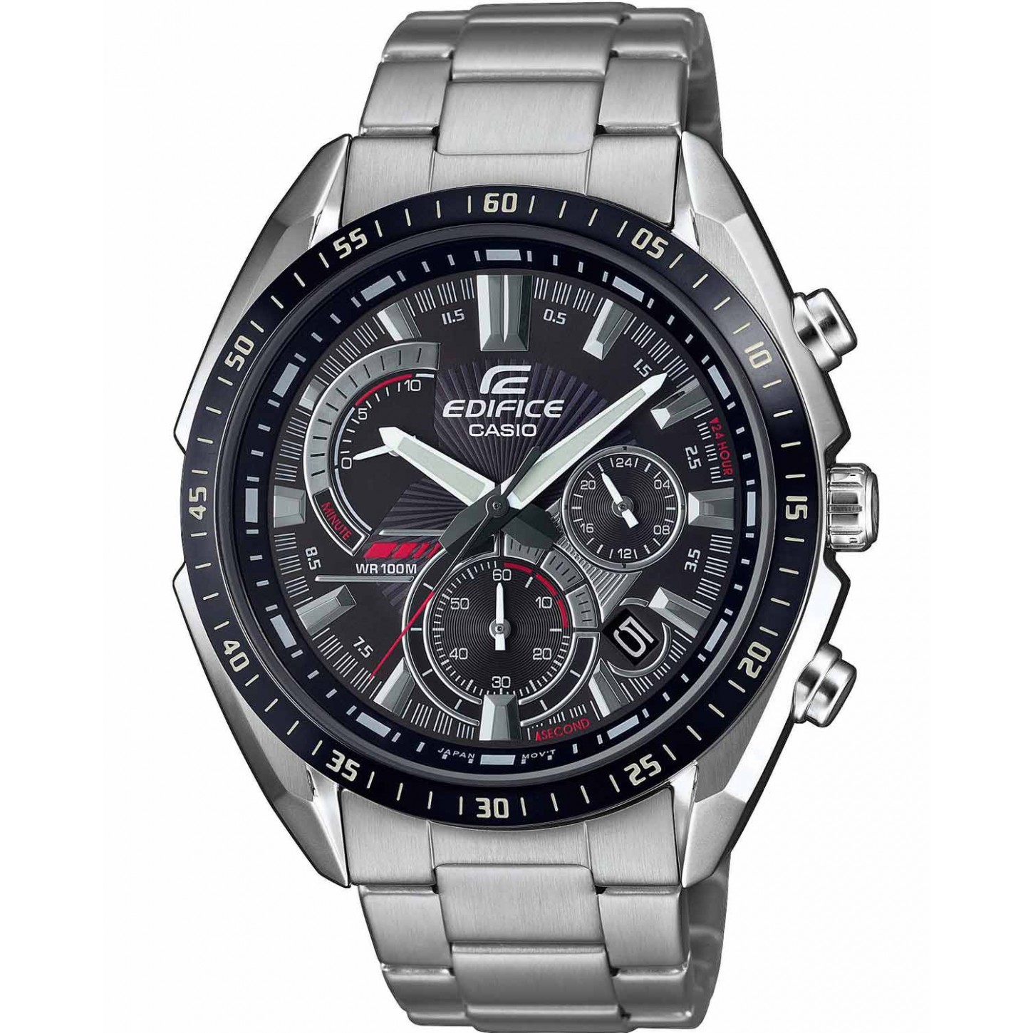 casio edifice men's chronograph silver bracelet watch