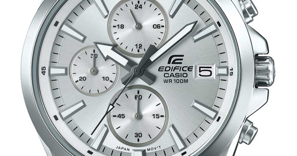 casio edifice men's chronograph silver bracelet watch
