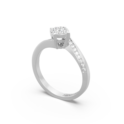 18K Μονόπετρο Invisible Δαxτυλίδι Αρραβώνων Λευκόχρυσο με Διαμάντια EM017W