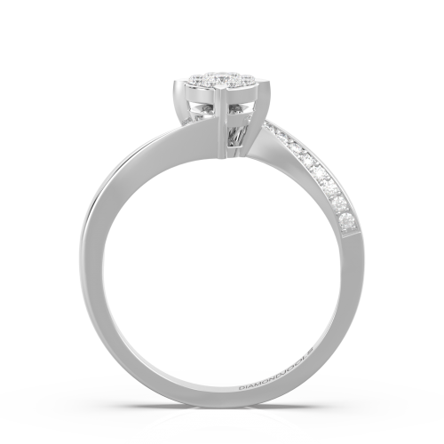 18K Μονόπετρο Invisible Δαxτυλίδι Αρραβώνων Λευκόχρυσο με Διαμάντια EM017W