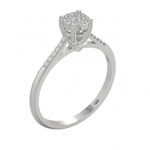 18K Μονόπετρο Invisible Δαxτυλίδι Αρραβώνων από Λευκόχρυσο με Διαμάντια EM022W