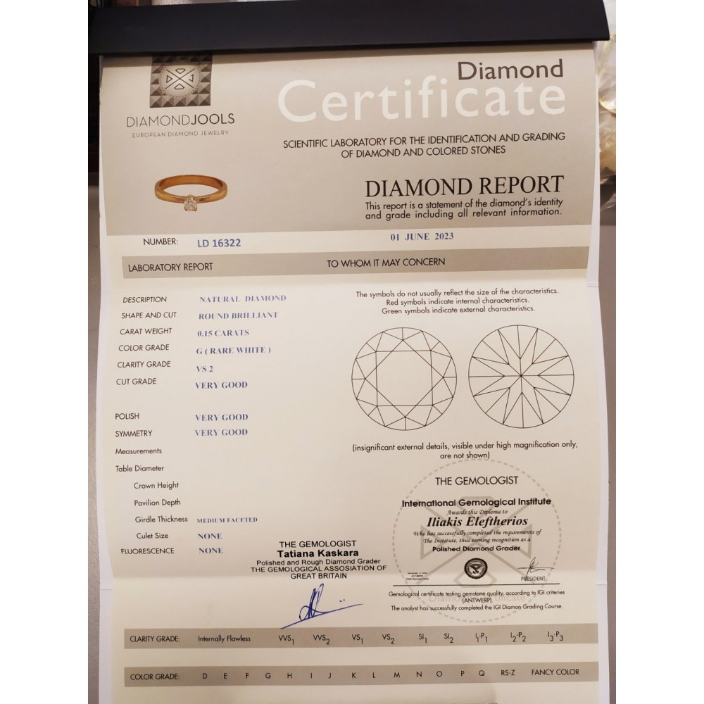 18K Μονόπετρο Δαxτυλίδι Αρραβώνων με Διαμάντι ENG02