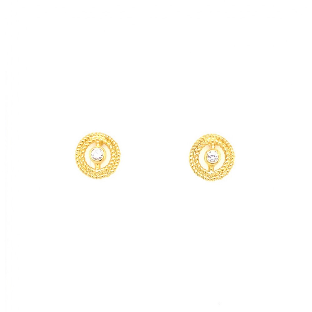 925 Silver Earrings Gold Tone Plated with White Stones AES1053GMJG 925 Silver Earrings Gold Tone Plated with White Stones AES1053GMJG