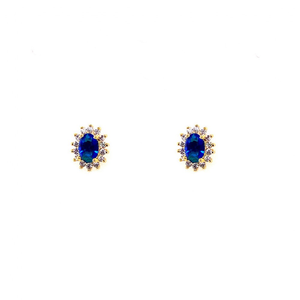 925 Silver Earrings Gold Tone Plated with Blue Stones AES1871GBMJG 925 Silver Earrings Gold Tone Plated with Blue Stones AES1871GBMJG