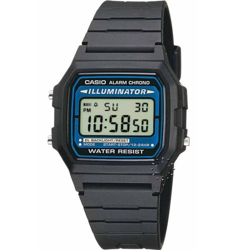 CASIO Collection Μαύρο Λουράκι από Καουτσούκ F-105W-1A