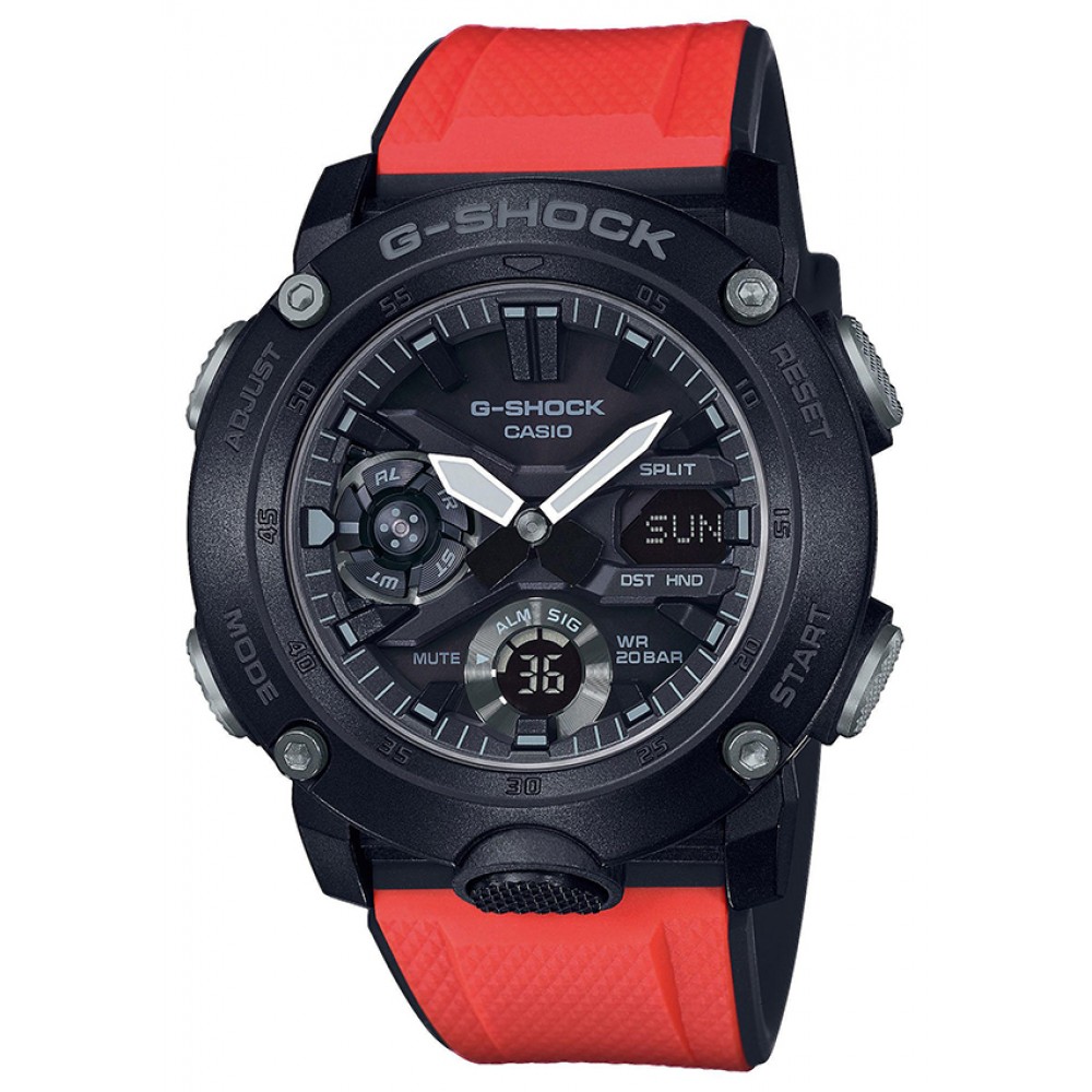 CASIO G-Shock Carbon Red Rubber Strap GA-2000E-4AER