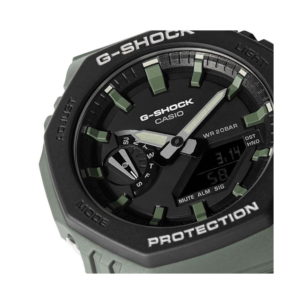 CASIO G-Shock Chronograph Khaki Rubber Strap GA-2110SU-3AER CASIO G-Shock Chronograph Khaki Rubber Strap GA-2110SU-3AER