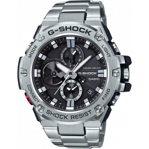 CASIO "Ηλιακό" G-Shock με Μπρασελέ από Ανοξείδωτο Ατσάλι GST-B100D-1AER