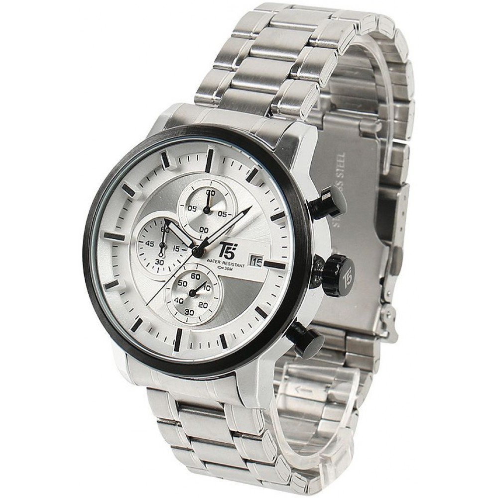 T5 CHRONO Silver Stainless Steel Bracelet Chronograph H3451G-A