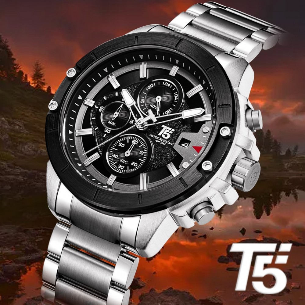 T5 CHRONO Silver Metallic Bracelet chronograph H3636G-B
