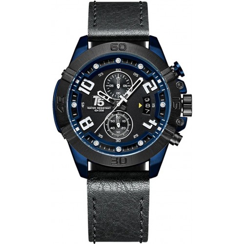 T5 CHRONO Black Leather Strap Chronograph H3637G-I