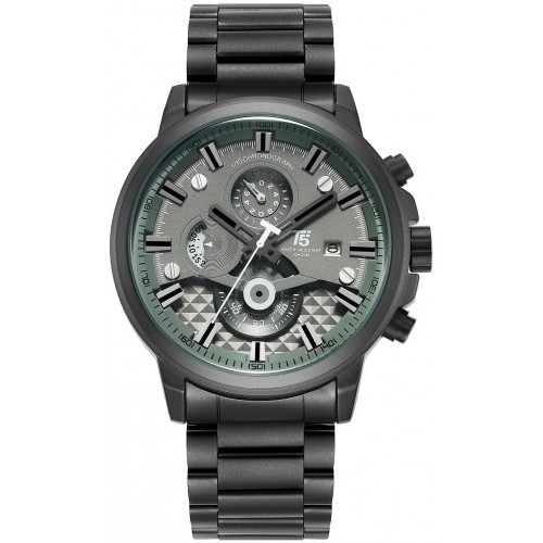 T5 CHRONO Χρονογράφος με Μαύρο Μπρασελέ από Ανοξείδωτο Ατσάλι H3689G-C