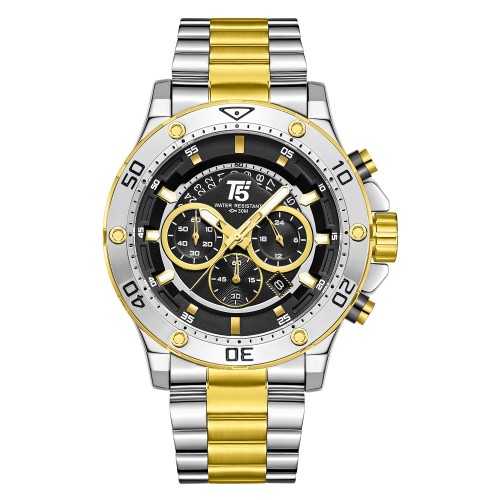 T5 CHRONO Χρονογράφος Με Μπρασελέ από Ανοξείδωτο Ατσάλι Δύο Τόνων H3783G-D