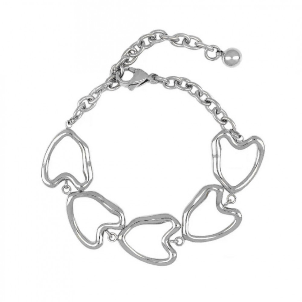 Βραχιόλι από Ασημί Ανοξείδωτο Ατσάλι με "Κρίκους-Καρδιά" HBS3601