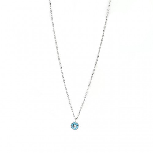 925 Ασήμι Κολιέ με Τιρκουάζ και Λευκό Ζιργκόν IN1458S