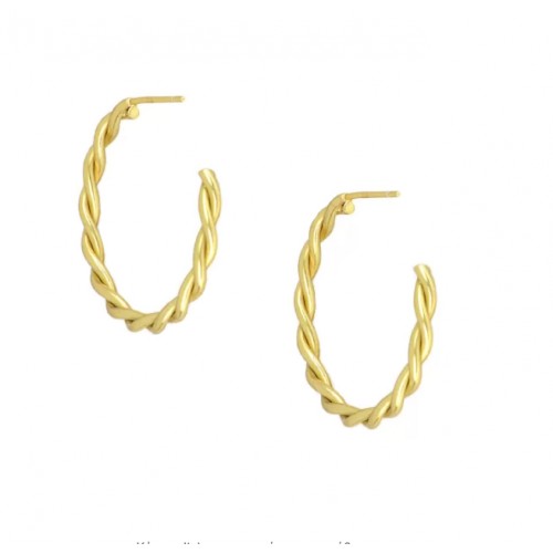 925 Ασήμι Σκουλαρίκια Επιχρυσωμένοι Κρίκοι IS1688G