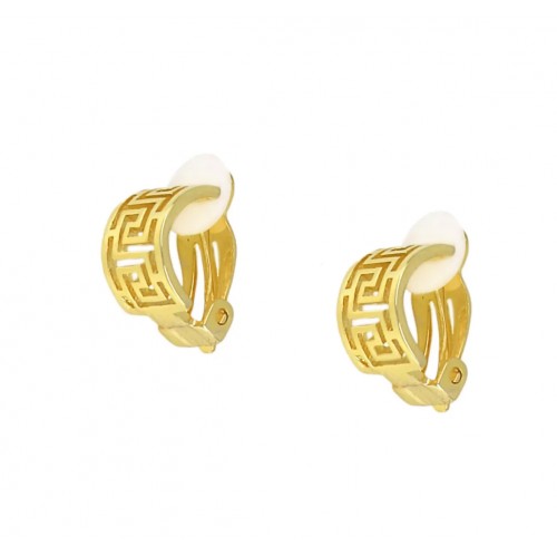 925 Ασήμι Σκουλαρίκια Επιχρυσωμένα "Μαίανδρος" με Κλιπ IS1792G