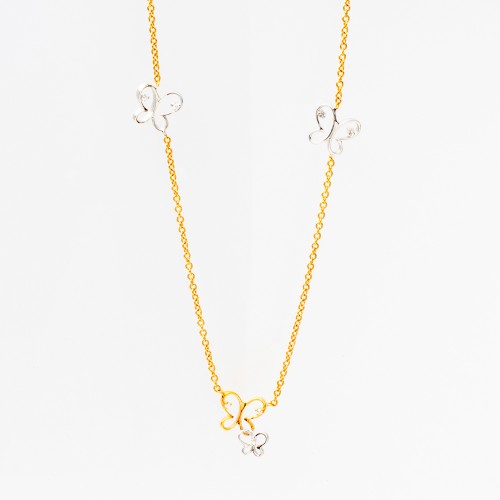 18Κ Χρυσό Δίχρωμο Κολιέ KO9EH