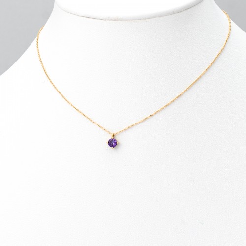 14Κ Χρυσό Κολιέ με Μωβ Κρύσταλλο K370GKPU