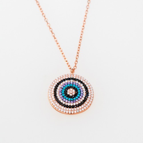 925 Ασήμι Ροζ Επιχρυσωμένο Κολιέ με Ζιργκόν KA9250018