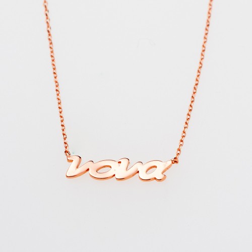 925 Ασήμι Ροζ Επιχρυσωμένο Κολιέ "Νονά" KA925007