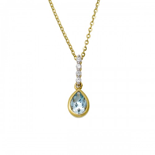 14Κ Χρυσό Κολιέ με Τοπάζι & Ζιργκόν KL027FV