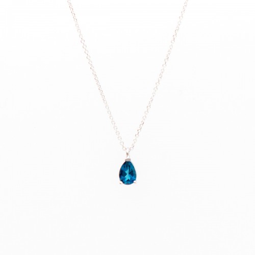 14K Λευκόχρυσο Κολιέ Με Blue London Τοπάζι KL0985-BL.W