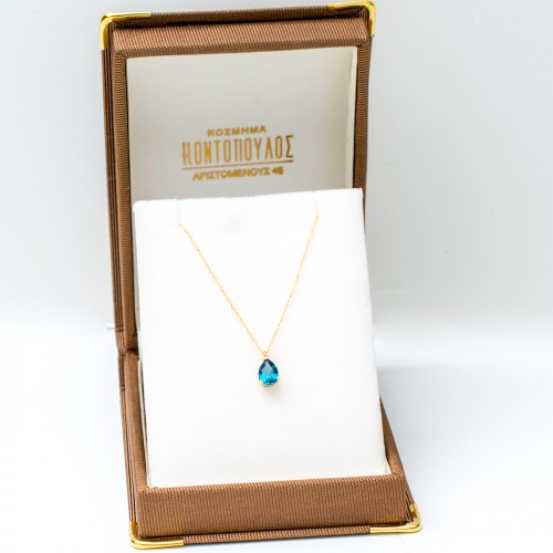 14K Χρυσό Κολιέ Με Blue London Τοπάζι 0986BL