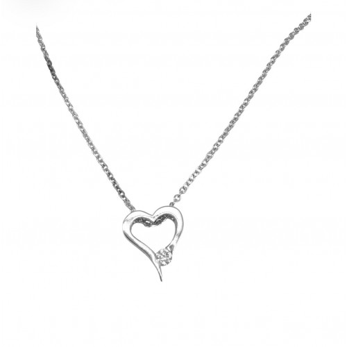 14K Λευκόχρυσο Κολιέ "Καρδιά" Με Διαμάντι KL11176