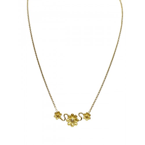 18K Χρυσό Χειροποίητο Κολιέ "Λουλούδι" με Διαμάντια KL206DM