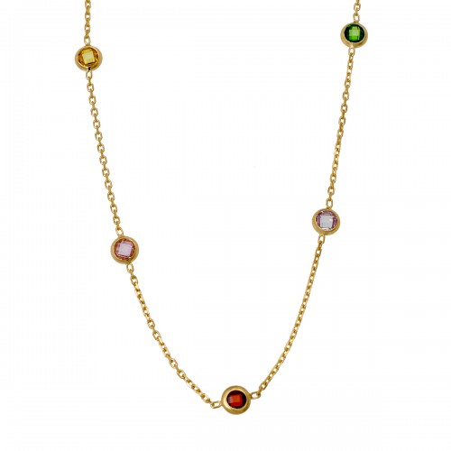 14K Χρυσό Κολιέ Με Πολύχρωμα Ζιργκόν KL248VR