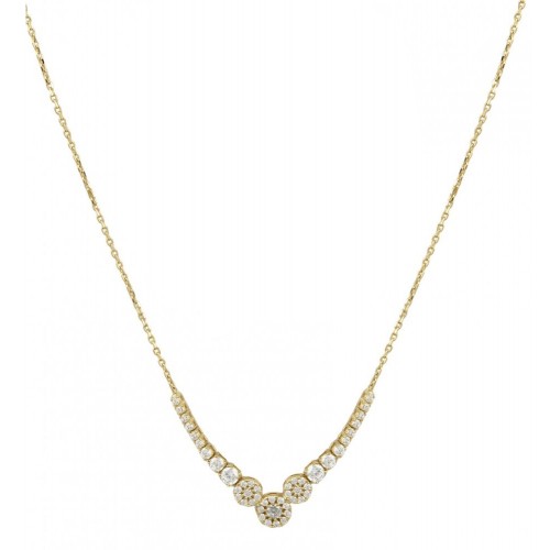 14K Χρυσό Κολιέ Ροζέτα με Λευκό Ζιργκόν KL3002