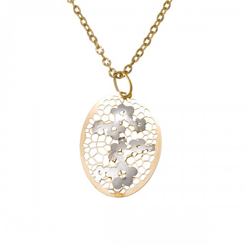 14K Χρυσό Δίχρωμο Κολιέ KL388BS