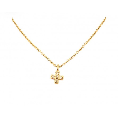 14K Χρυσό Κολιέ Σταυρός Με Διαμάντι KL61035