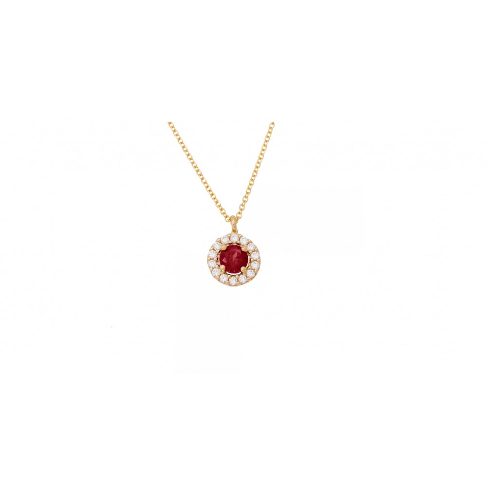 14K Χρυσό Κολιέ Με Γρανάτης και Ζιργκόν KL6314GR 14K Χρυσό Κολιέ Με Γρανάτης και Ζιργκόν KL6314GR